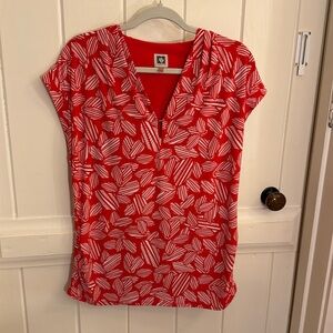 Anne Klein, leaf print blouse, size large